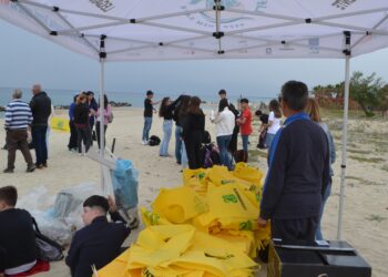 Un momento dell'iniziativa "Spiagge Pulite" svoltasi a Pizzo