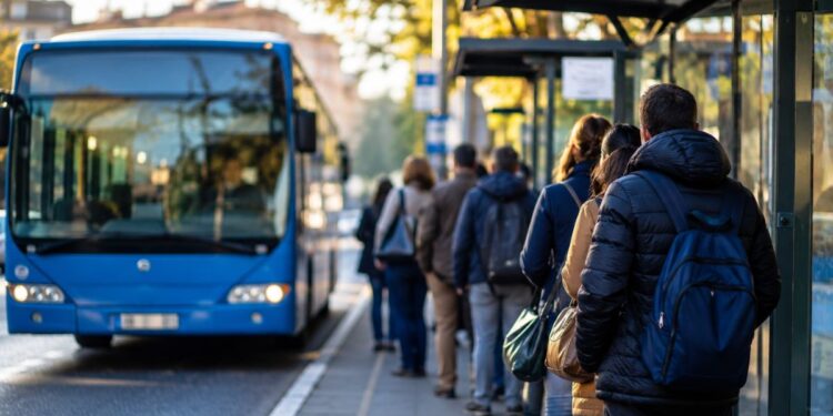 Pendolari in attesa del bus
