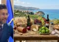 Vitaliano Papillo, presidente del Gal Terre Vibonesi, ed alcuni prodotti tipici del territorio