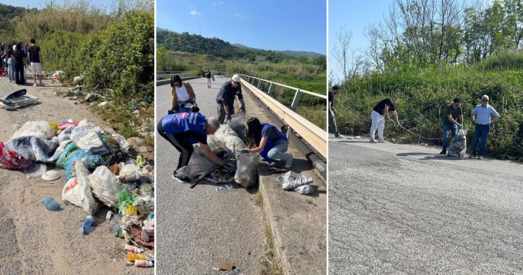I volontari in azione a Bivona nella raccolta rifiuti