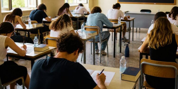 Studenti impegnati agli esami di maturità