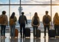 Giovani in aeroporto in attesa di partire