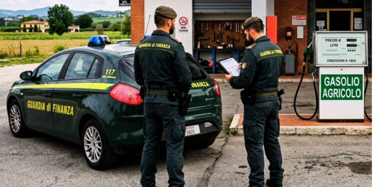 La Guardia di finanza e un distributore di gasolio agricolo