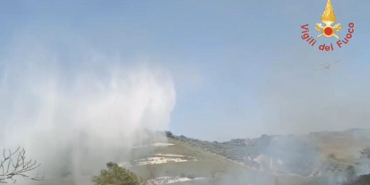 Vasto incendio a Piscopio, in azione canadair e Vigili del Fuoco per fermare le fiamme