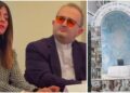 A sinistra Titti Rando e don Salvatore Randazzo, a destra il vetro di protezione della teca