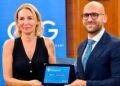 Il presidente di Fondazione Valentia, Anthony Lo Bianco, e l'assessore della Regione Lazio, Simona Baldassarre