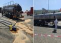 Il carico disperso da un'autocisterna nel Vibonese in autostrada