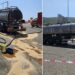 Il carico disperso da un'autocisterna nel Vibonese in autostrada
