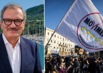 Il sindaco di Vibo Valentia, Enzo Romeo, e una manifestazione del Movimento 5 Stelle