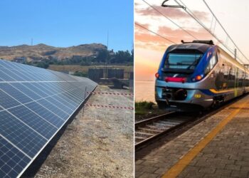 Un treno e un impianto fotovoltaico