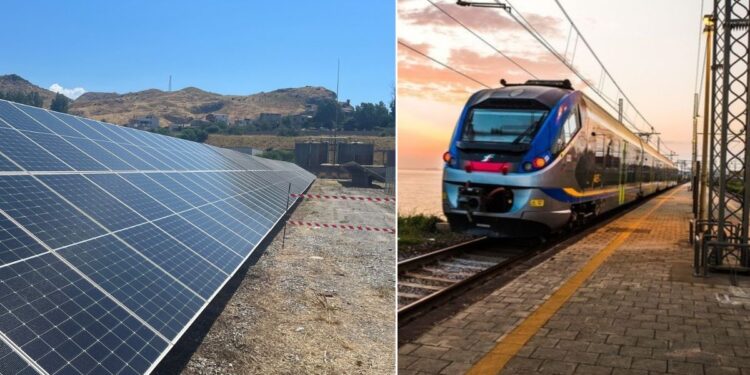 Un treno e un impianto fotovoltaico