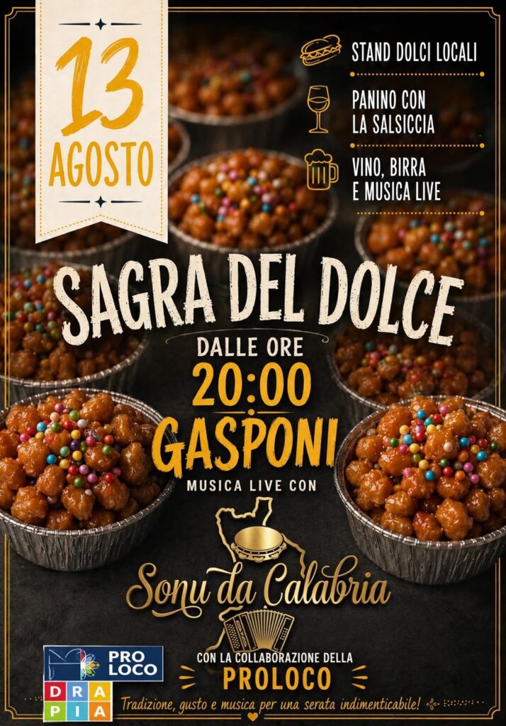 La locandina della Sagra del Dolce a Gasponi