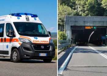 Una ambulanza e la galleria Limina in Calabria
