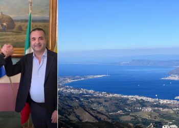 I sindaci di Messina e Reggio Calabria, Basile e Cannizzaro, e una foto dello Stretto