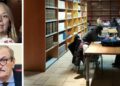 Carmen Corrado, capogruppo di Forza Italia, ed il sindaco Enzo Romeo. A fianco una sala del Sistema bibliotecario vibonese