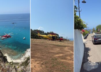 Il salvataggio a Capo Vaticano a Praia i focu, elicottero dei vigili del fuoco ed elisoccorso