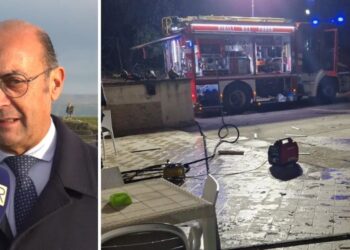 Il sindaco di Mileto, Salvatore Fortunato Giordano, e il luogo dell'esplosione