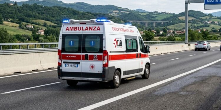 Un'ambulanza in autostrada