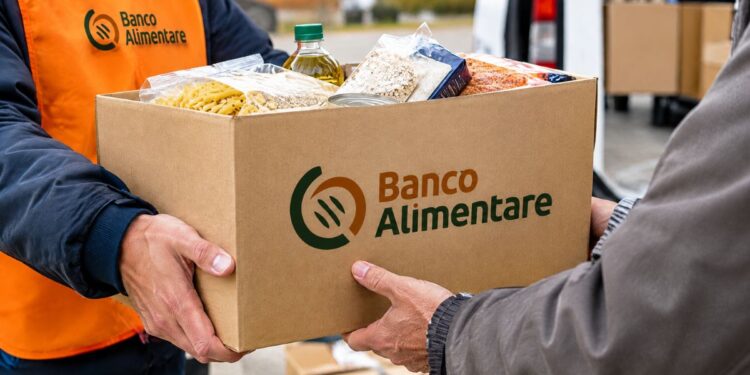 La consegna dei pacchi con i beni di prima necessità del Banco Alimentare