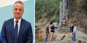 Il consigliere provinciale di Vibo Valentia, Franco Barbalace, e il cantiere sulla Sp 27 nel Vibonese