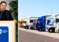 Giovanni Cugliari, presidente di Cna Calabria, e alcuni tir fermi per i rincari