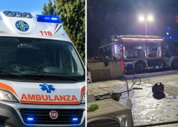 I vigili del fuoco sul luogo dell'esplosione a Mileto e un'ambulanza