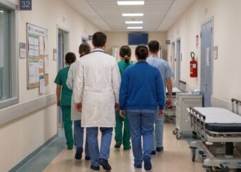 Medici e infermieri in corsia in ospedale