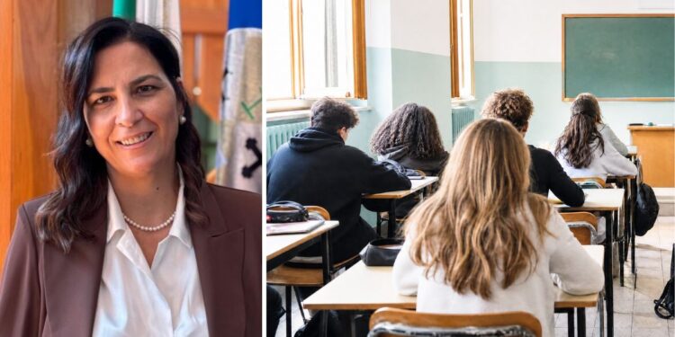 L'assessore Eulalia Micheli e una classe di studenti