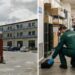 Palazzo Gemini a Vibo Valentia. A destra, foto generica, un'operazione di derattizzazione