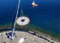 La piattaforma di Geodis durante l'installazione in Calabria