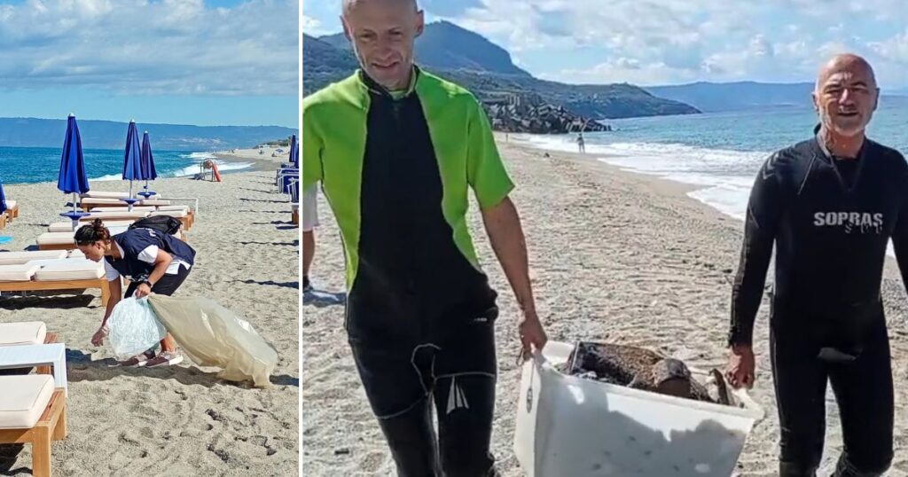 I volontari impegnati nell'iniziativa di Plastic Free a Palmi
