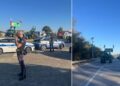 La protesta dei lavoratori del comparto agricolo con i trattori a Crotone, in Calabria