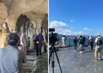Le riprese della troupe Rai a Pizzo per la puntata del programma Radix