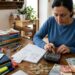 Una immagine raffigura una mamma intenta a fare conti per l'acquisto di materiale scolastico e libri