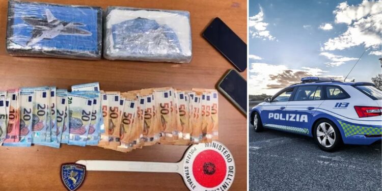 Il materiale sequestrato dalla Polizia stradale durante un controllo in Calabria sull'A2