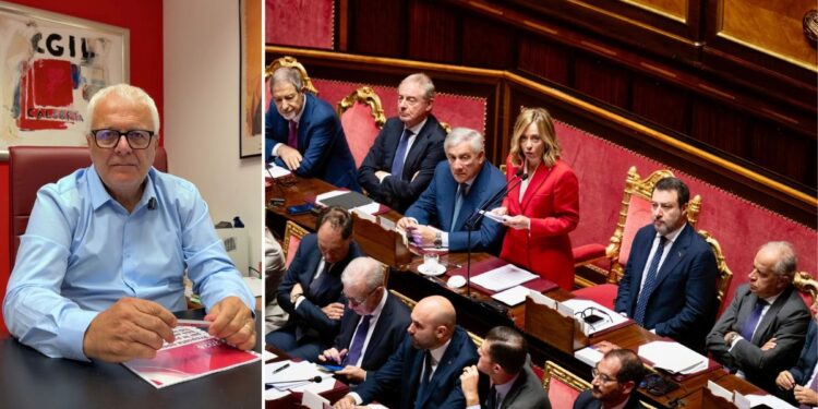 Il segretario della Cgil Calabria, Gianfranco Trotta, e il Governo Meloni