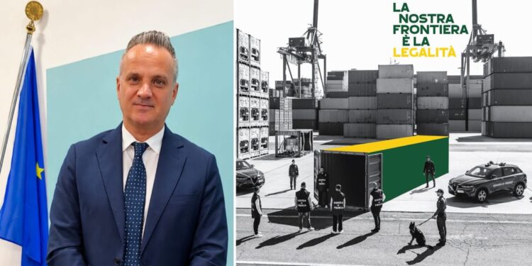 Franco Barbalace, presidente della Provincia di Vibo Valentia, ed una immagine del calendario della Guardia di finanza