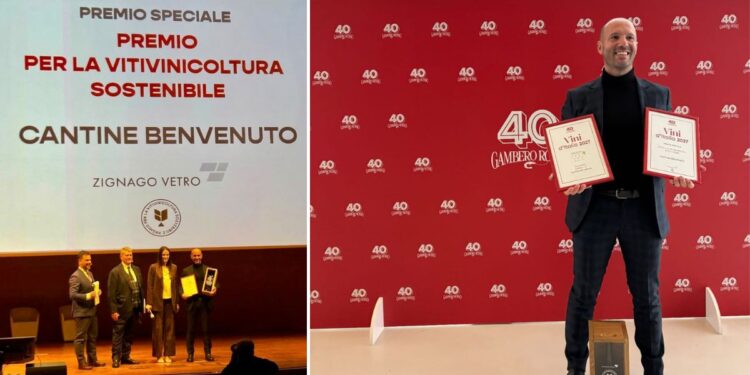 Giovanni Celeste Bevenuto, alla guida delle Cantine Benvenuto, premiato a Roma