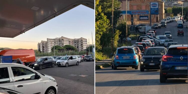 Le file ai distributori di benzina in Calabria