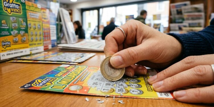 Una persona gioca al Gratta e Vinci