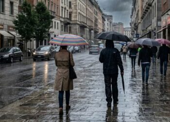 Maltempo e pioggia in un contesto urbano