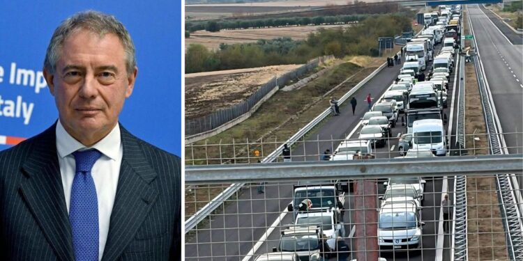 Il ministro dell'Impresa e del Made in Italy, Adolfo Urso, e le proteste degli autotrasportatori nel Sud Italia