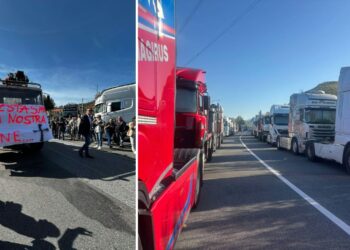 La protesta degli autotrasportatori allo svincolo A2 di Sant'Onofrio, Vibo Valentia