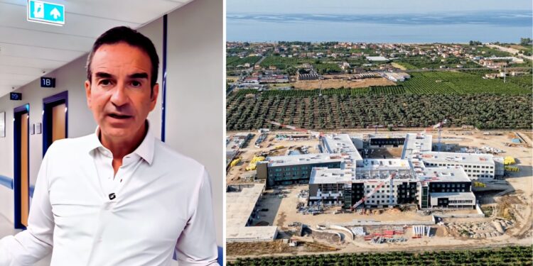 Roberto Occhiuto, presidente della Regione Calabria, e il nuovo ospedale della Sibaritide