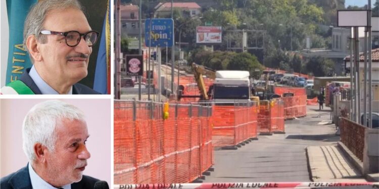 Via degli artigiani a Vibo Valentia, il sindaco Enzo Romeo e l'assessore Salvatore Monteleone