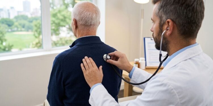 Un paziente insieme a un medico durante una visita